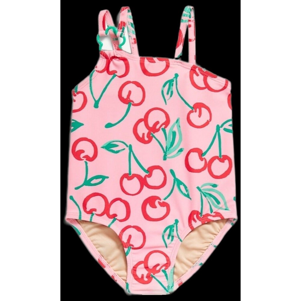 Old Navy Cherries Toddler 3T 1-Piece Swimsuit Cherry Pink w/ Shoulder  Ring NWT